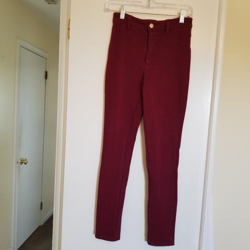 Forever 21 Los Angeles Dark Maroon Skinny Pants Mid-waisted (Size S)